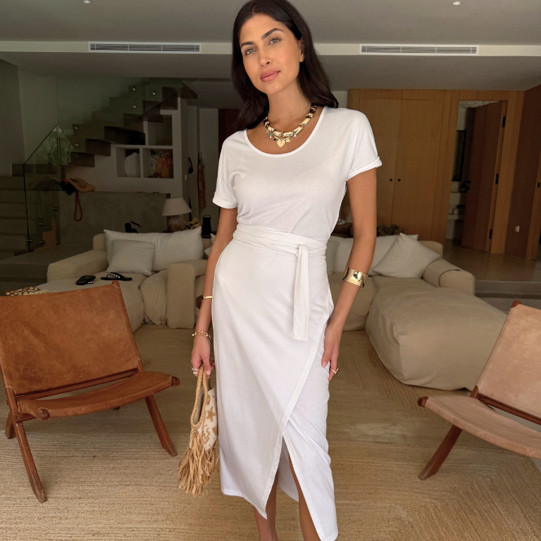 White Jesse Jersey Wrap Dress
