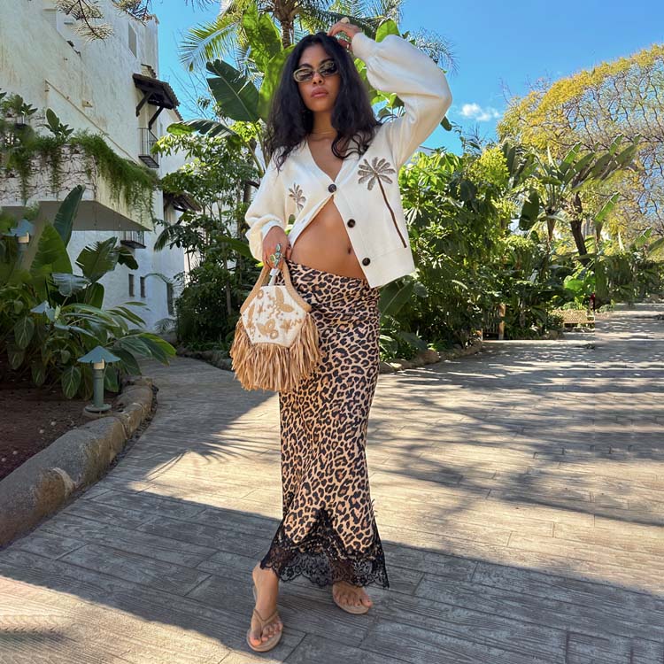 Leopard Lace Maeva Midi Skirt