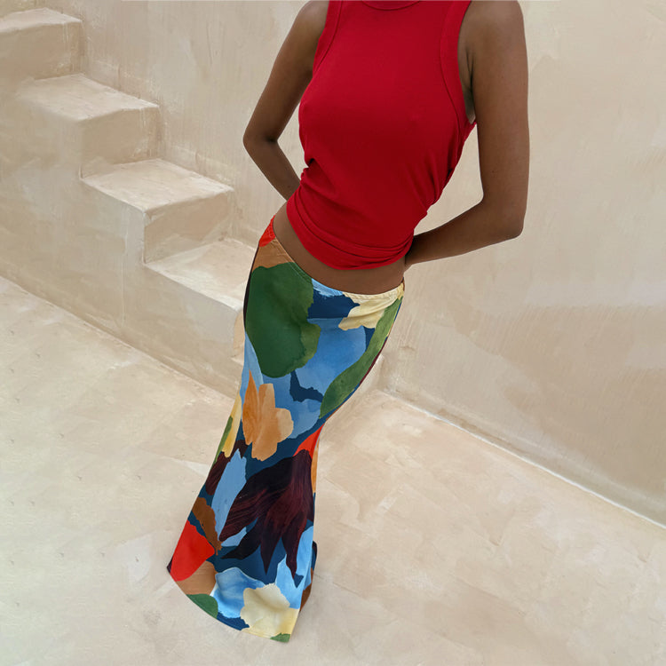 Navy Abstract Dorris Skirt