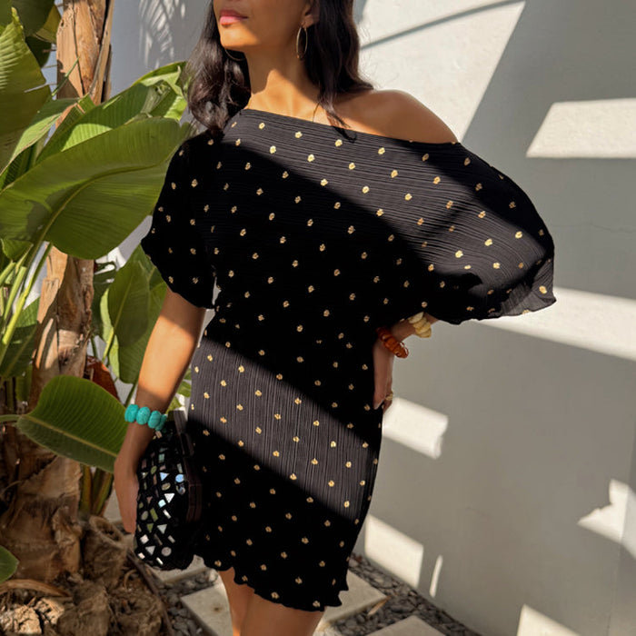 Black Plisse Mini Tilly Dress