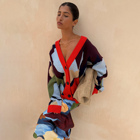 Navy Abstract Callie Cardigan