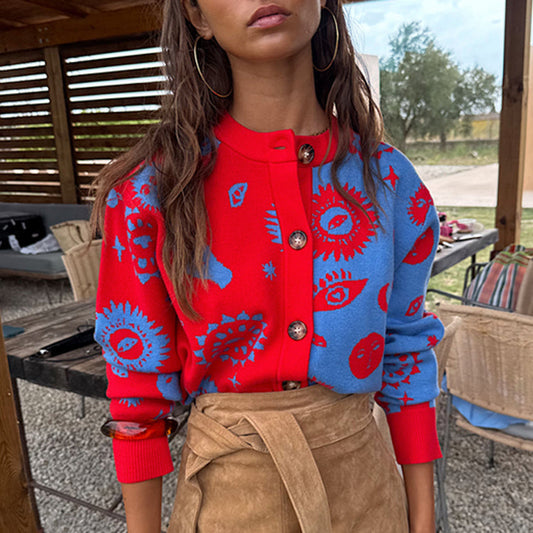 Blue and Red Holly Cardigan