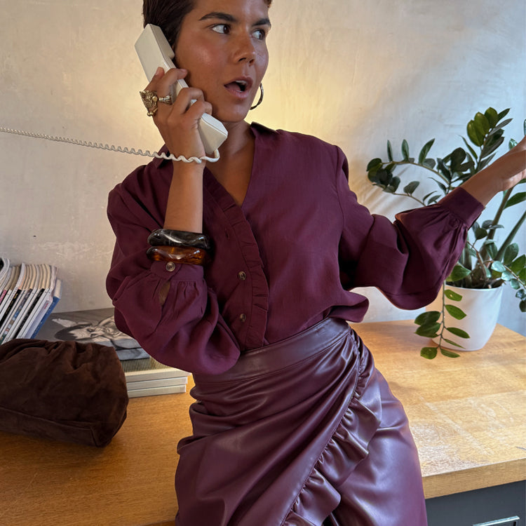 Wine Ruffle Miley Shirt