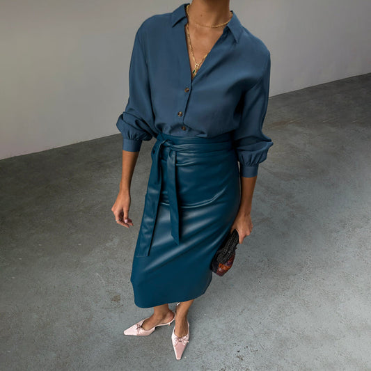 Teal Vegan Leather Jaspre Skirt