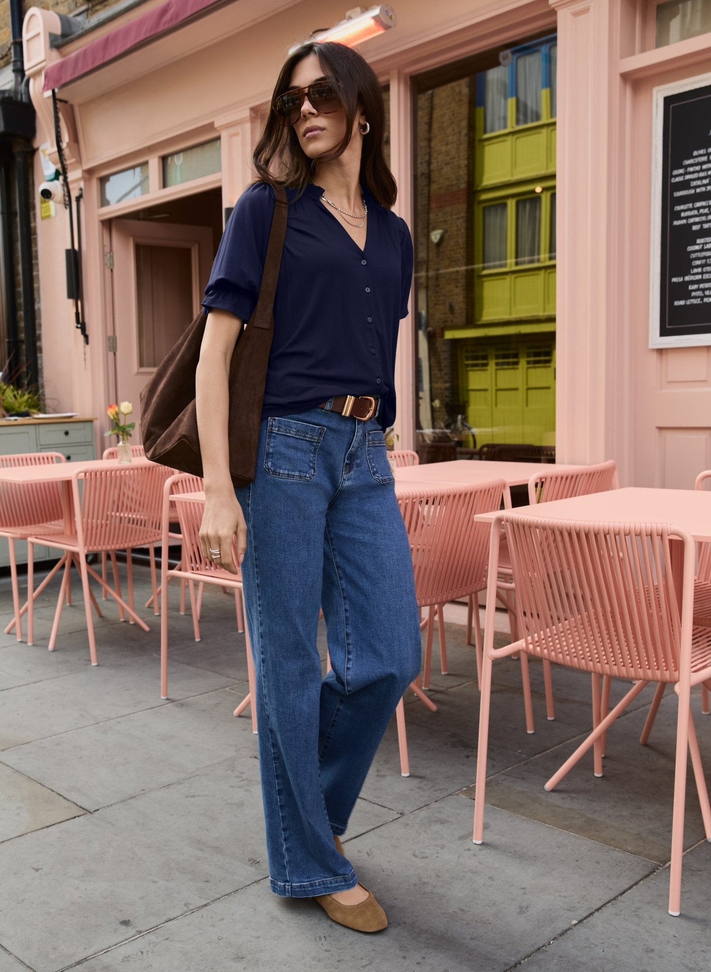Noa Short Sleeve Blouse - Classic Navy