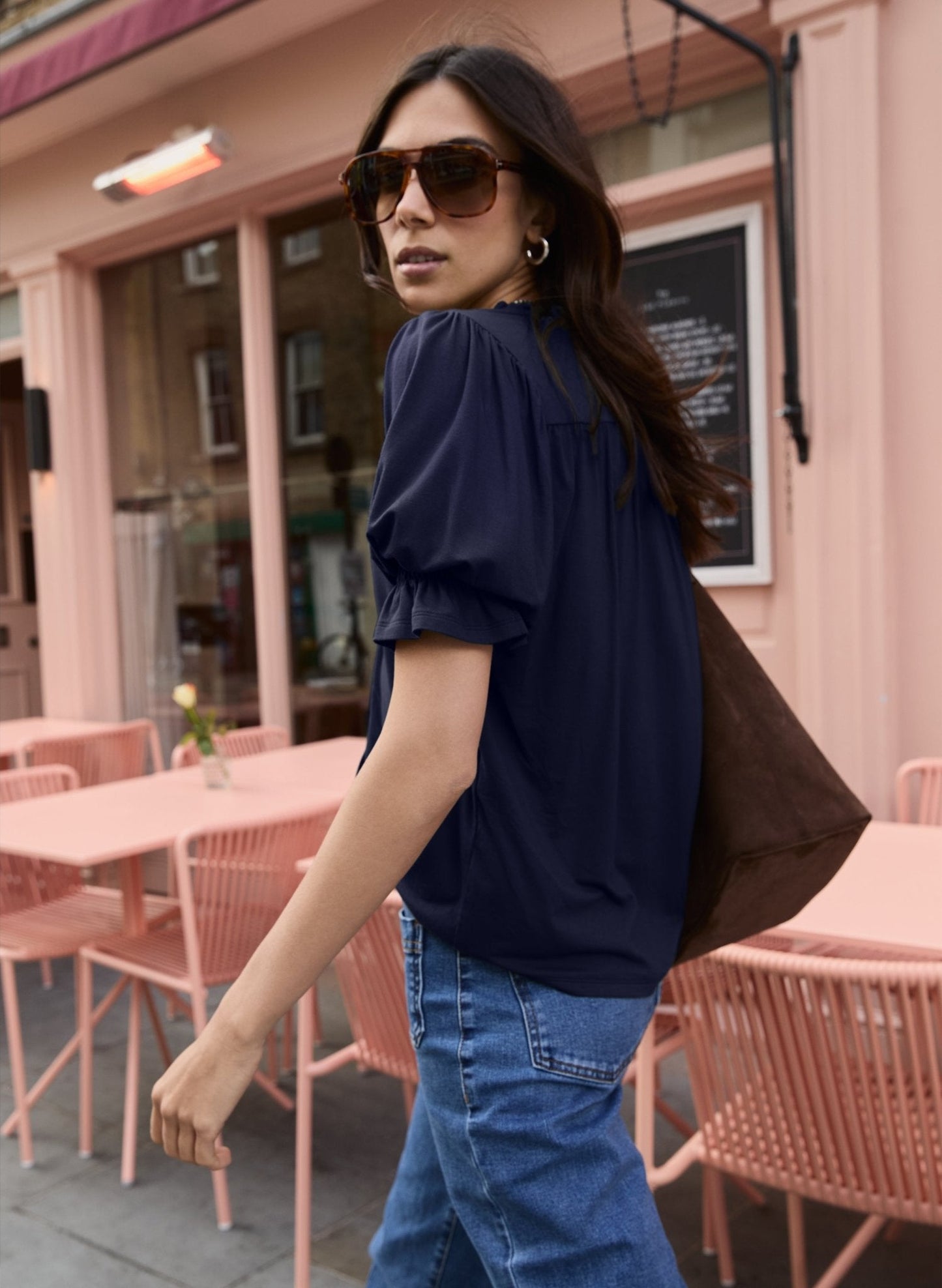 Noa Short Sleeve Blouse - Classic Navy