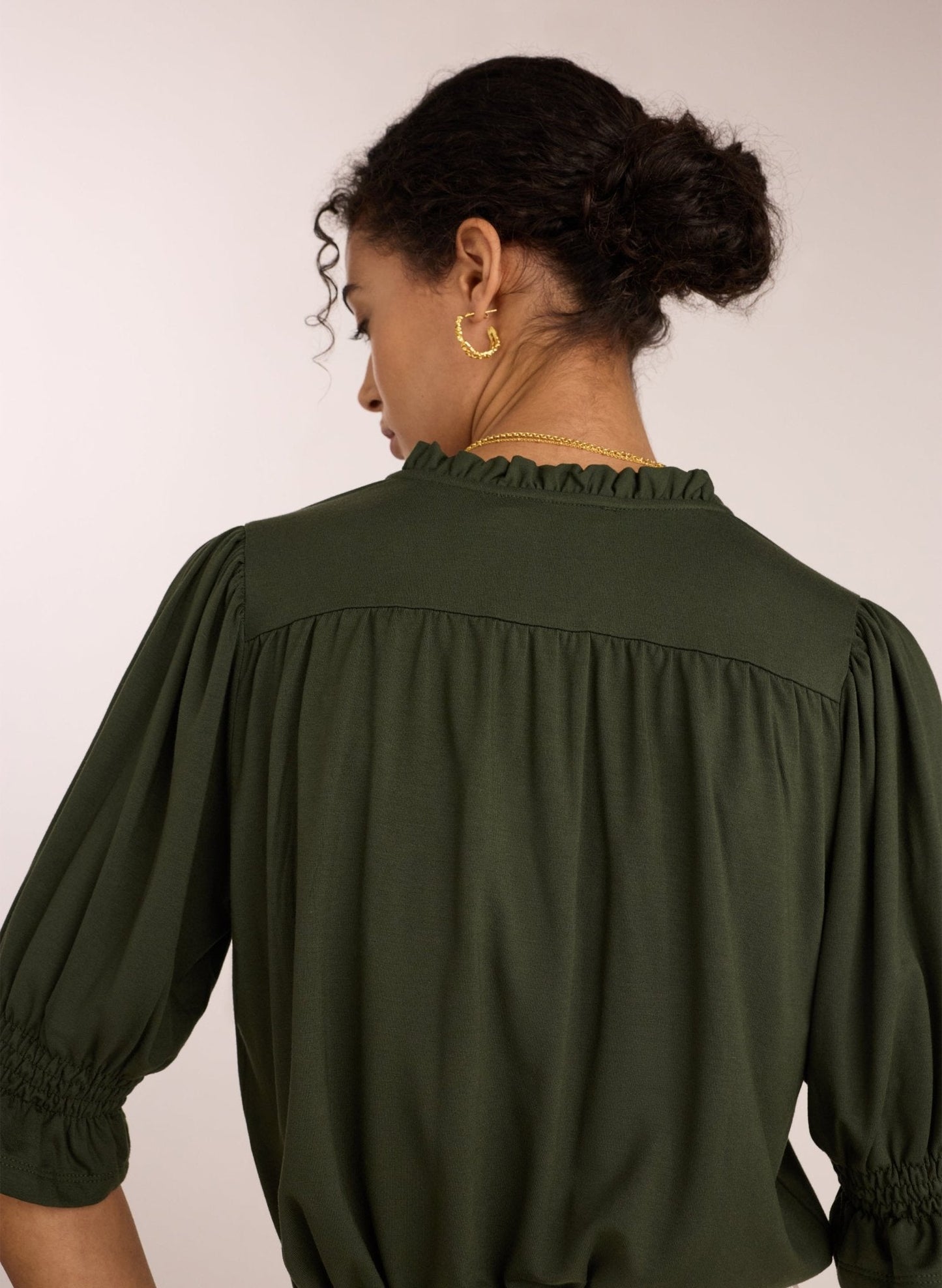 Noa Short Sleeve Blouse - Deep Khaki