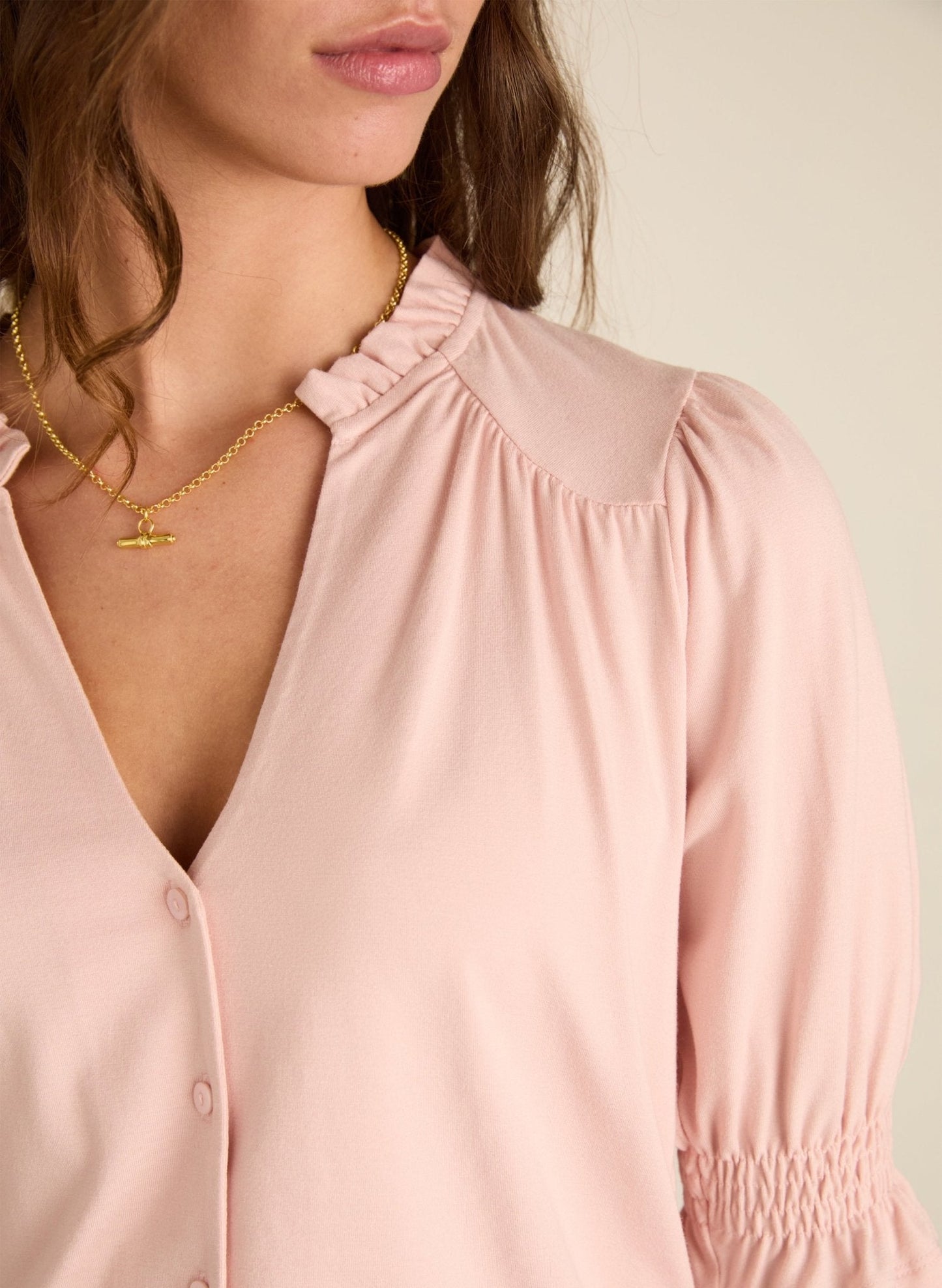 Noa Short Sleeve Blouse - Powder Pink