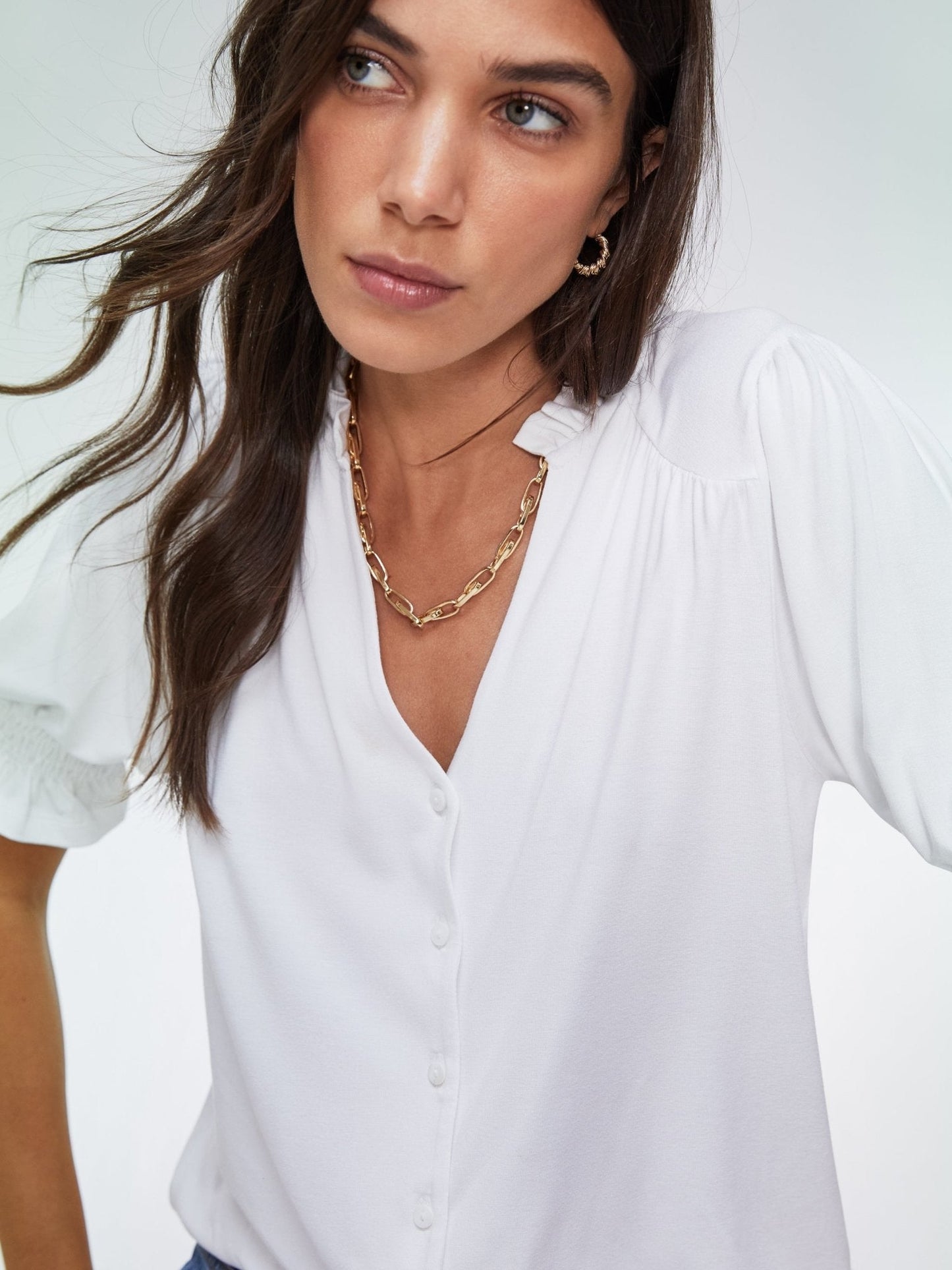 Noa Short Sleeve Blouse - Pure White