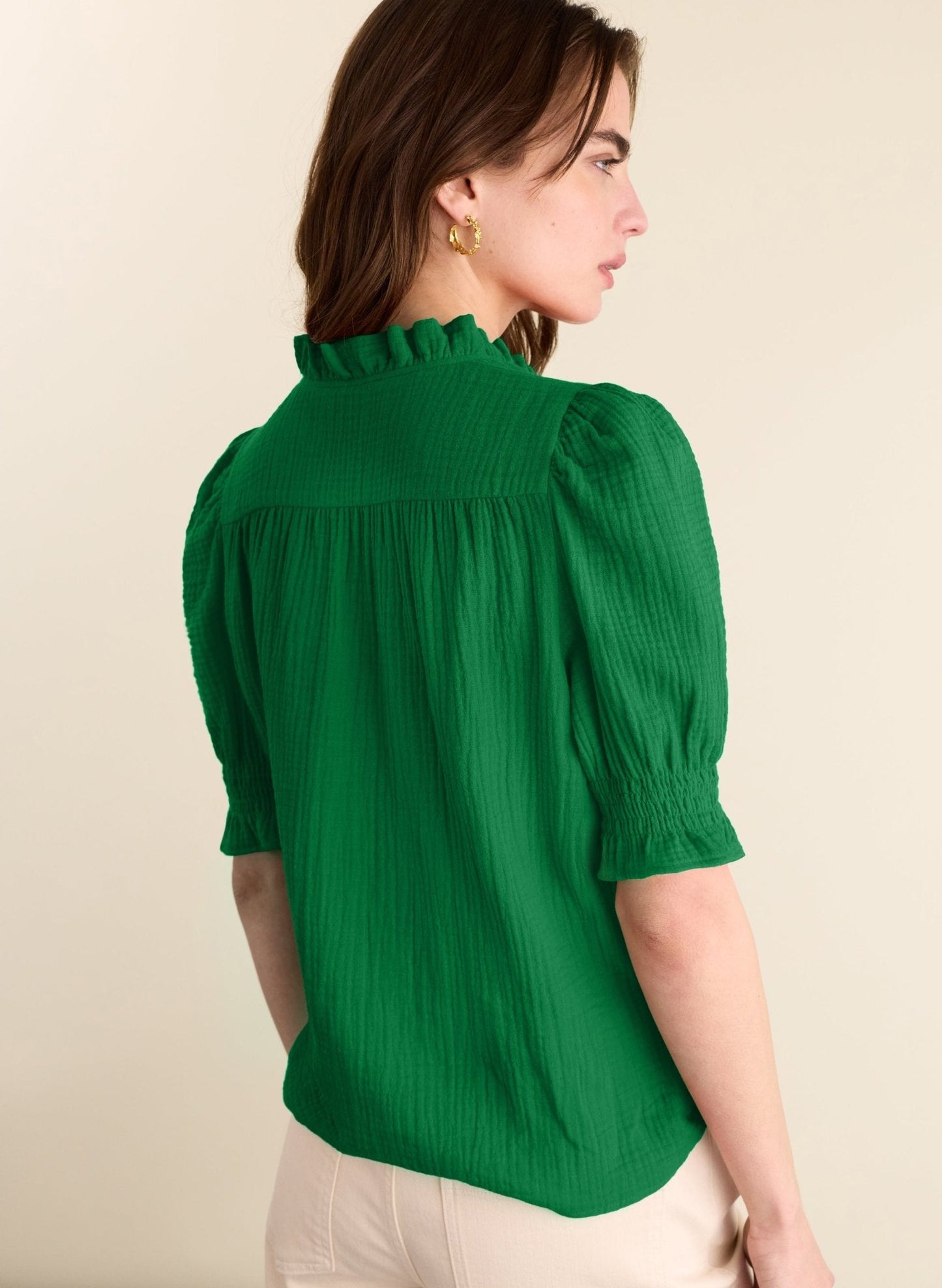 Nolan Organic Cheesecloth Blouse - Bright Emerald
