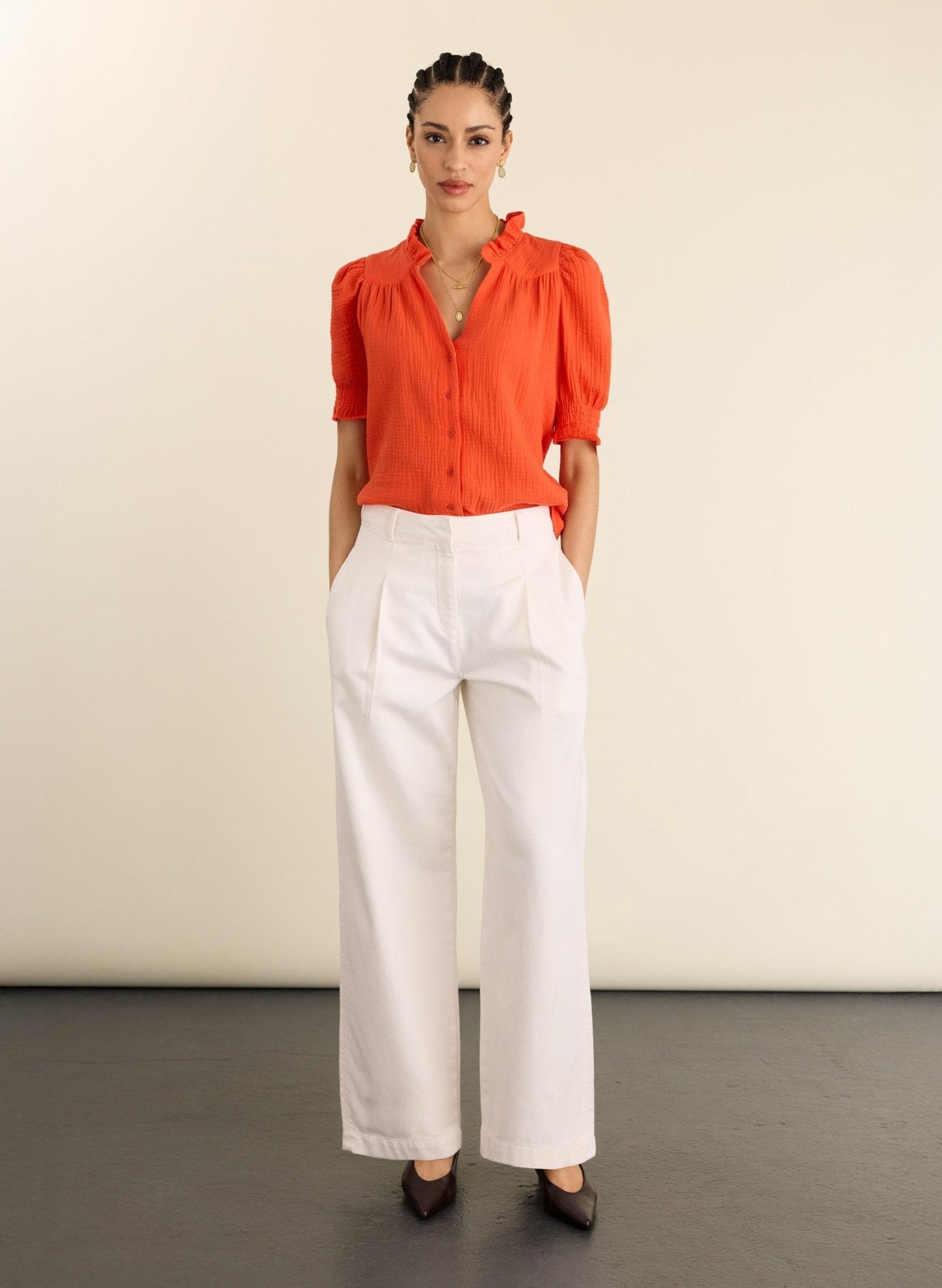 Nolan Organic Cheesecloth Blouse - Tangerine