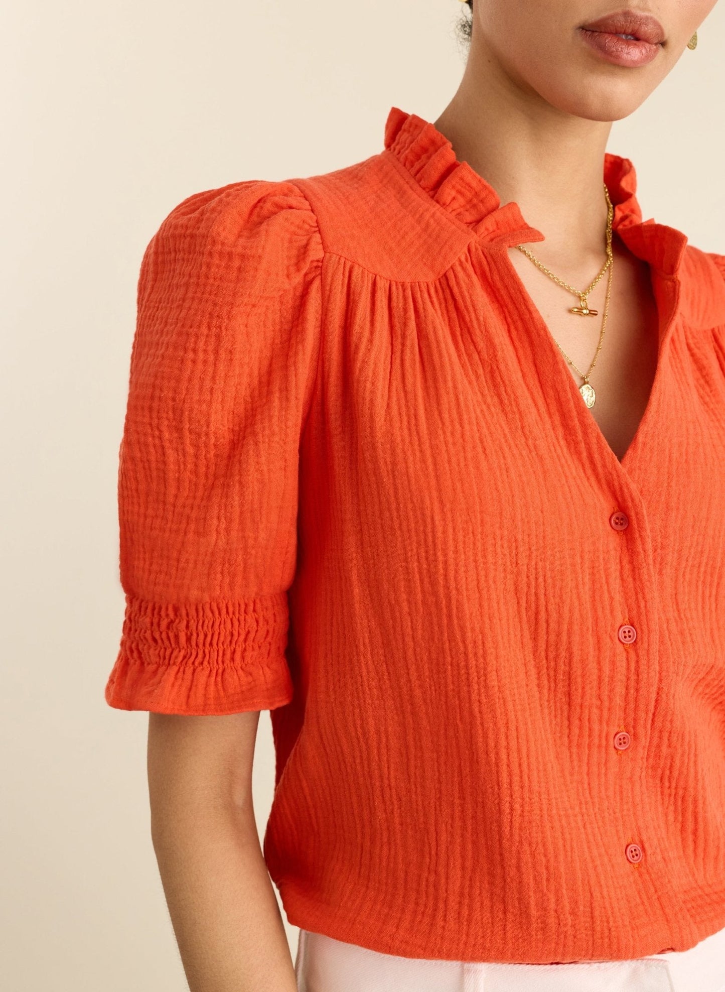 Nolan Organic Cheesecloth Blouse - Tangerine