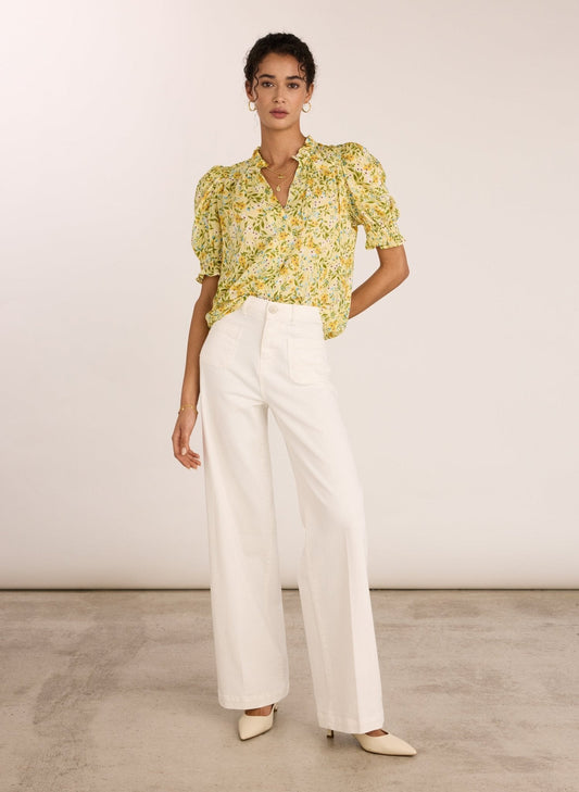 Nolan Printed Blouse - Yellow Trailing Floral