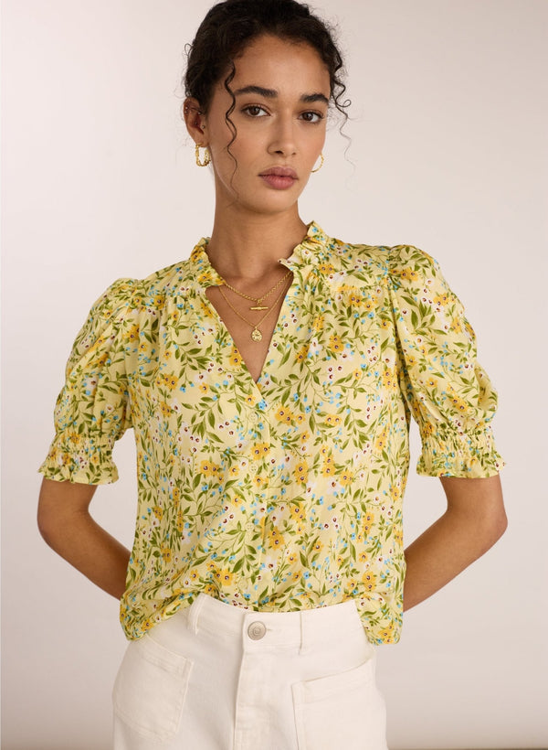 Nolan Printed Blouse - Yellow Trailing Floral