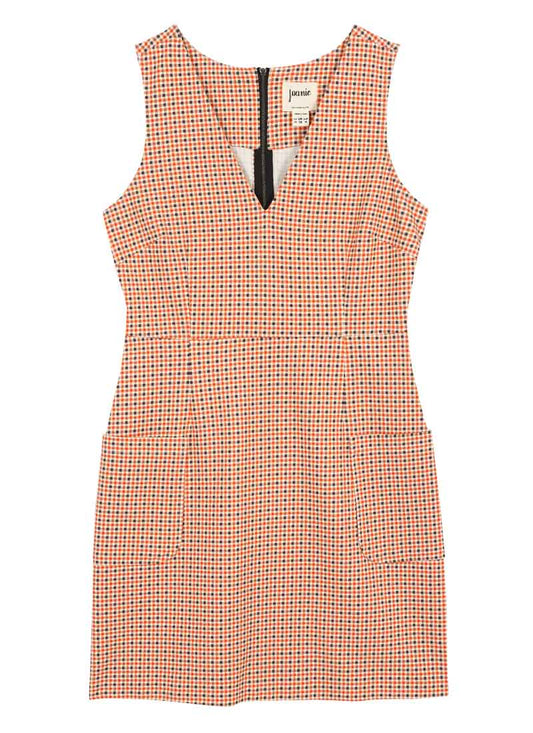 Ohlson Micro Check Print Pinafore Dress (Orange)