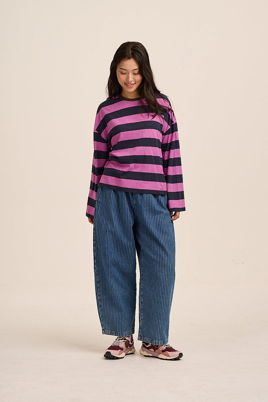 Roxy Long Sleeve Top - Magenta Stripe