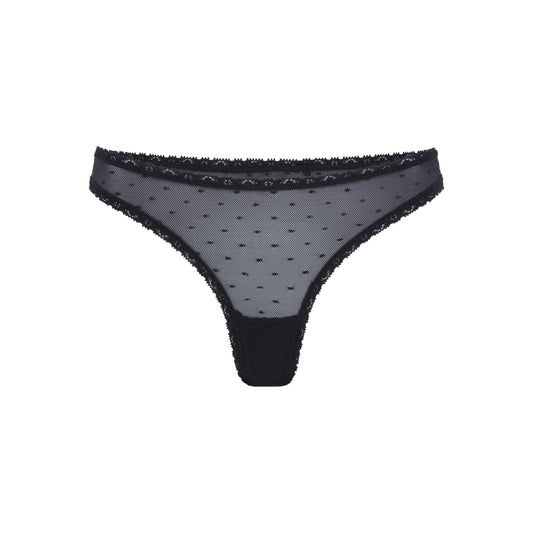 Peachause lace thong in black - sustainable underwear for Cool Winter or Clear Winter seasons