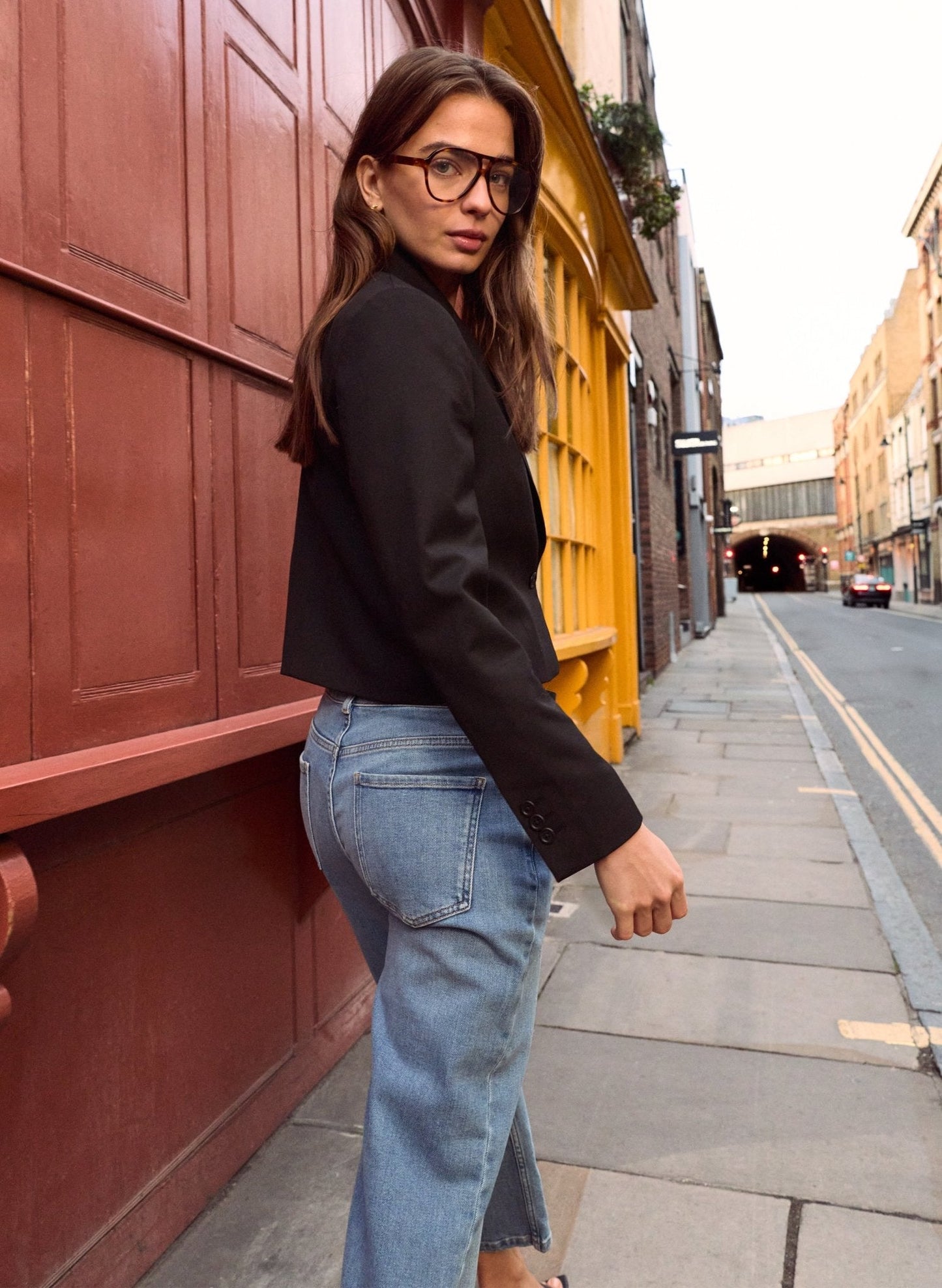 Pelin Wool Blend Cropped Blazer / Caviar Black