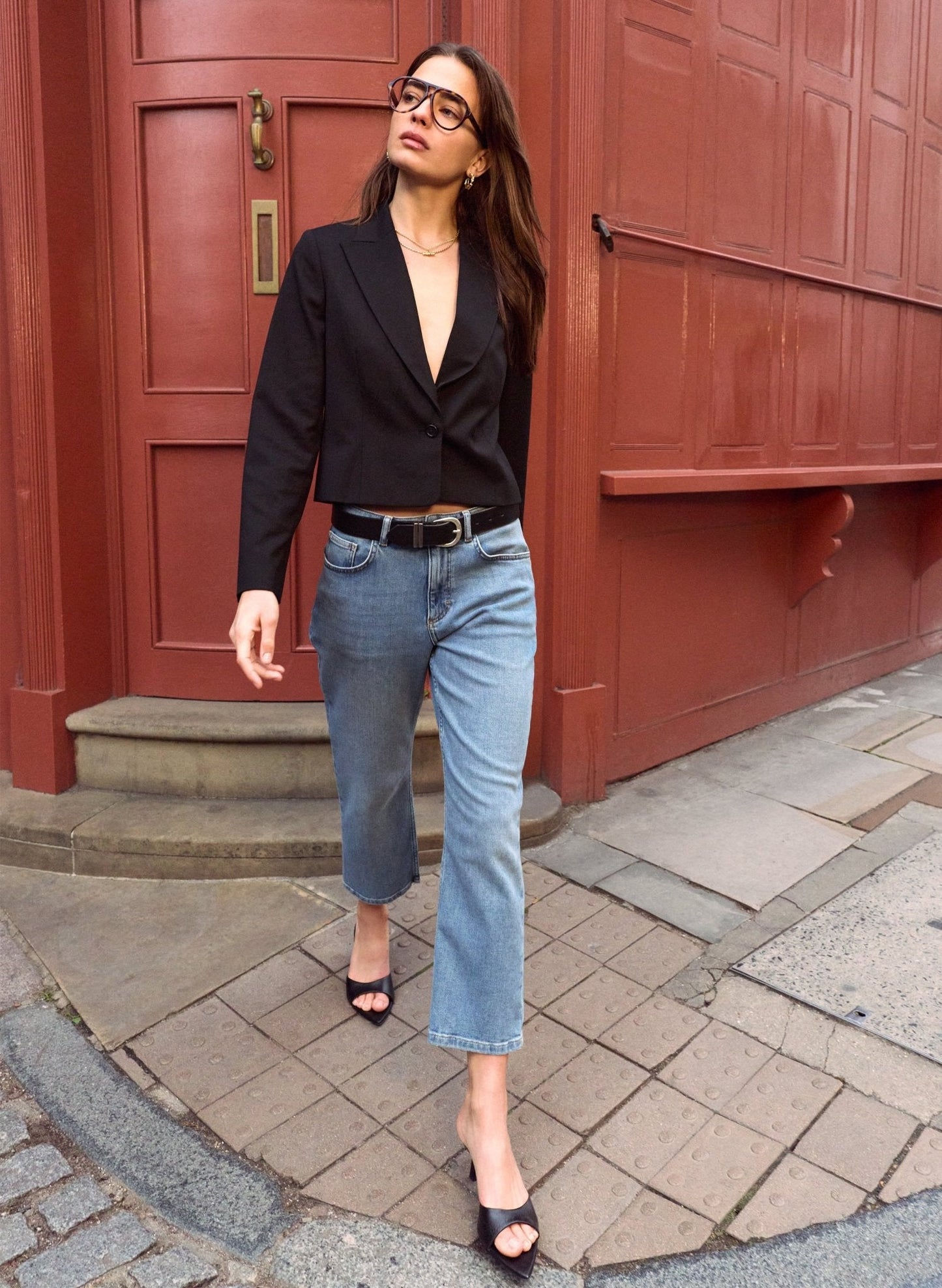 Pelin Wool Blend Cropped Blazer / Caviar Black