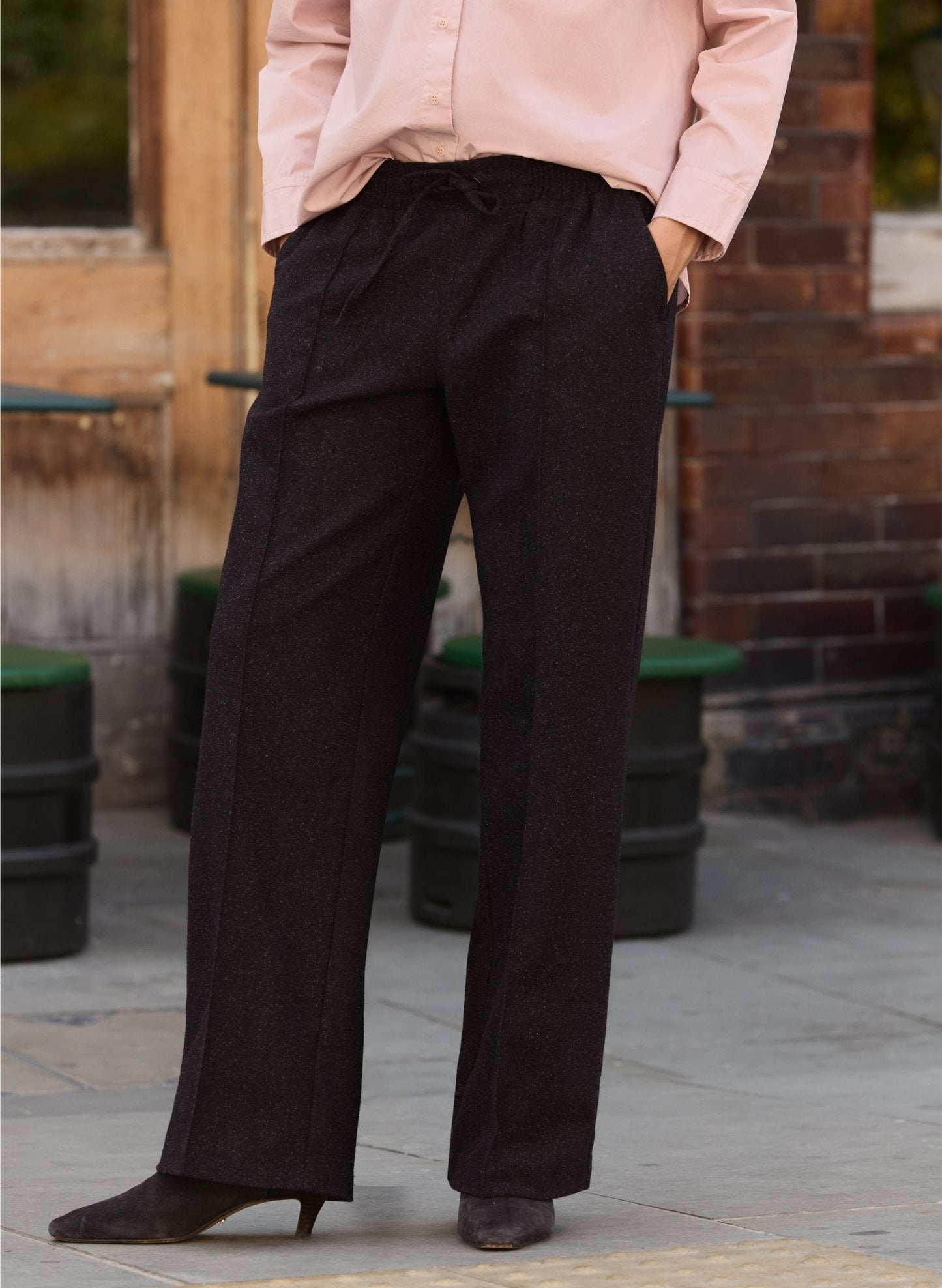 Fera Wool Blend Wide Leg Trousers / Deep Plum