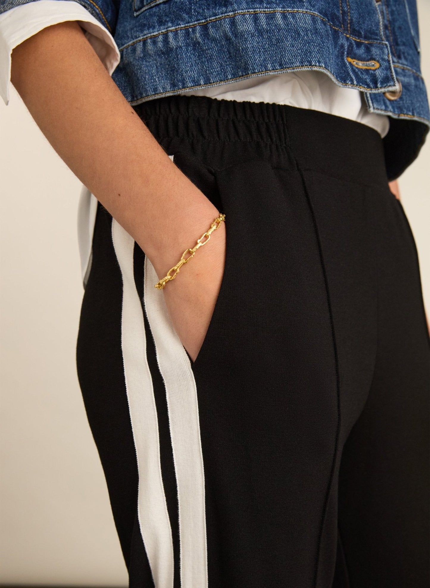 Tippi 2.0 Side Stripe Trousers / Black & Cream