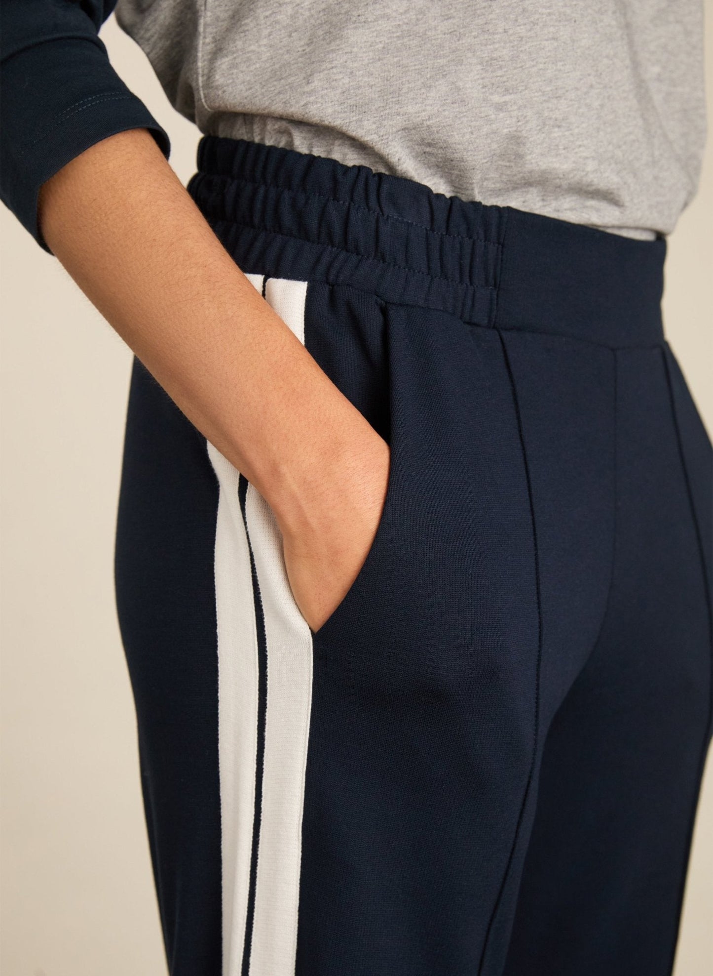 Tippi 2.0 Side Stripe Trousers / Classic Navy & Soft White