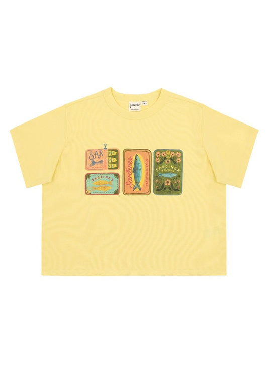 Pez Tinned Fish Boxy Fit Graphic Tee - Sustainable Organic Cotton (Yellow)