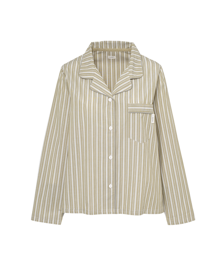 The Classic Poplin PJ Set - Pistachio Stripe