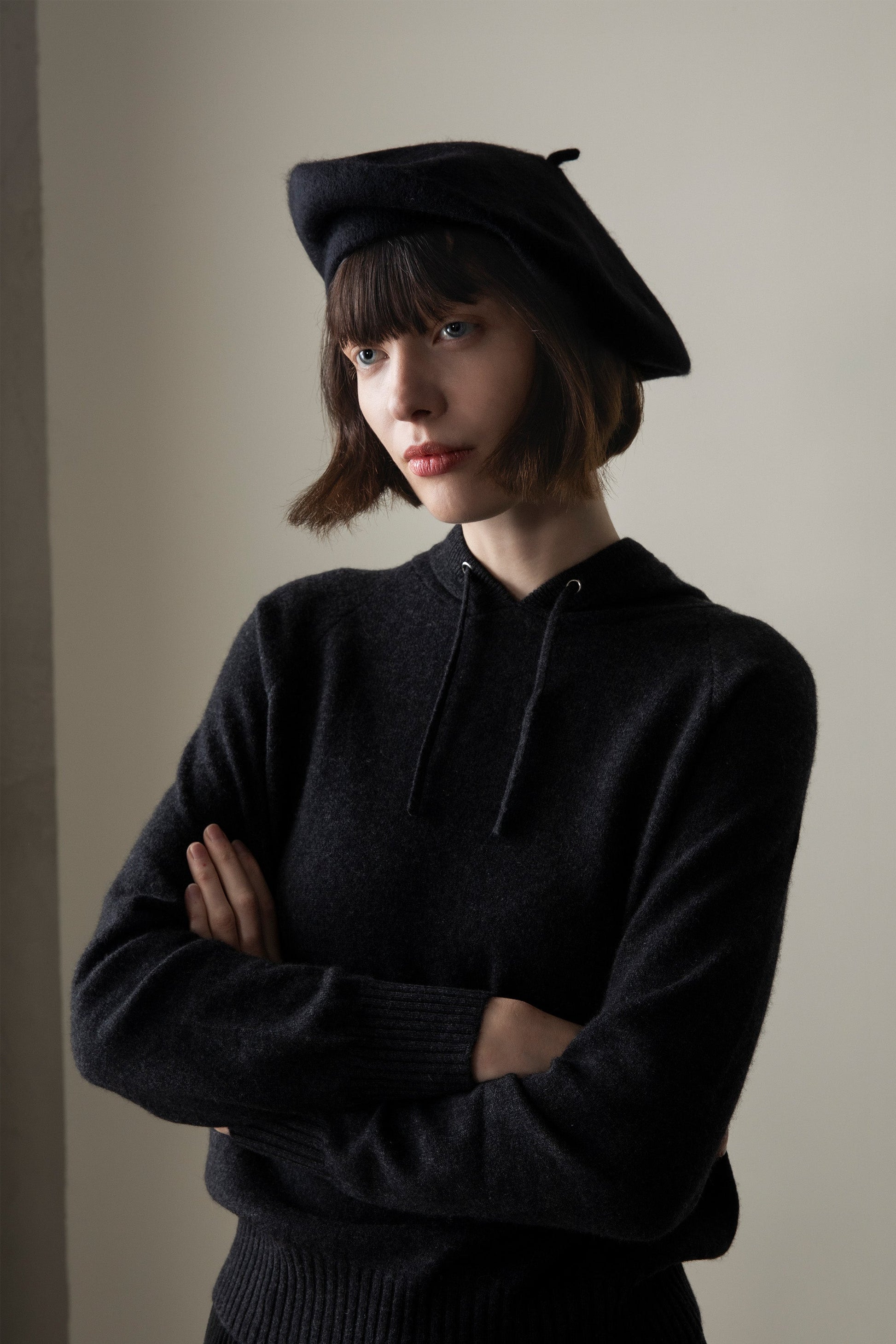 Black cashmere beret by Kiltane.