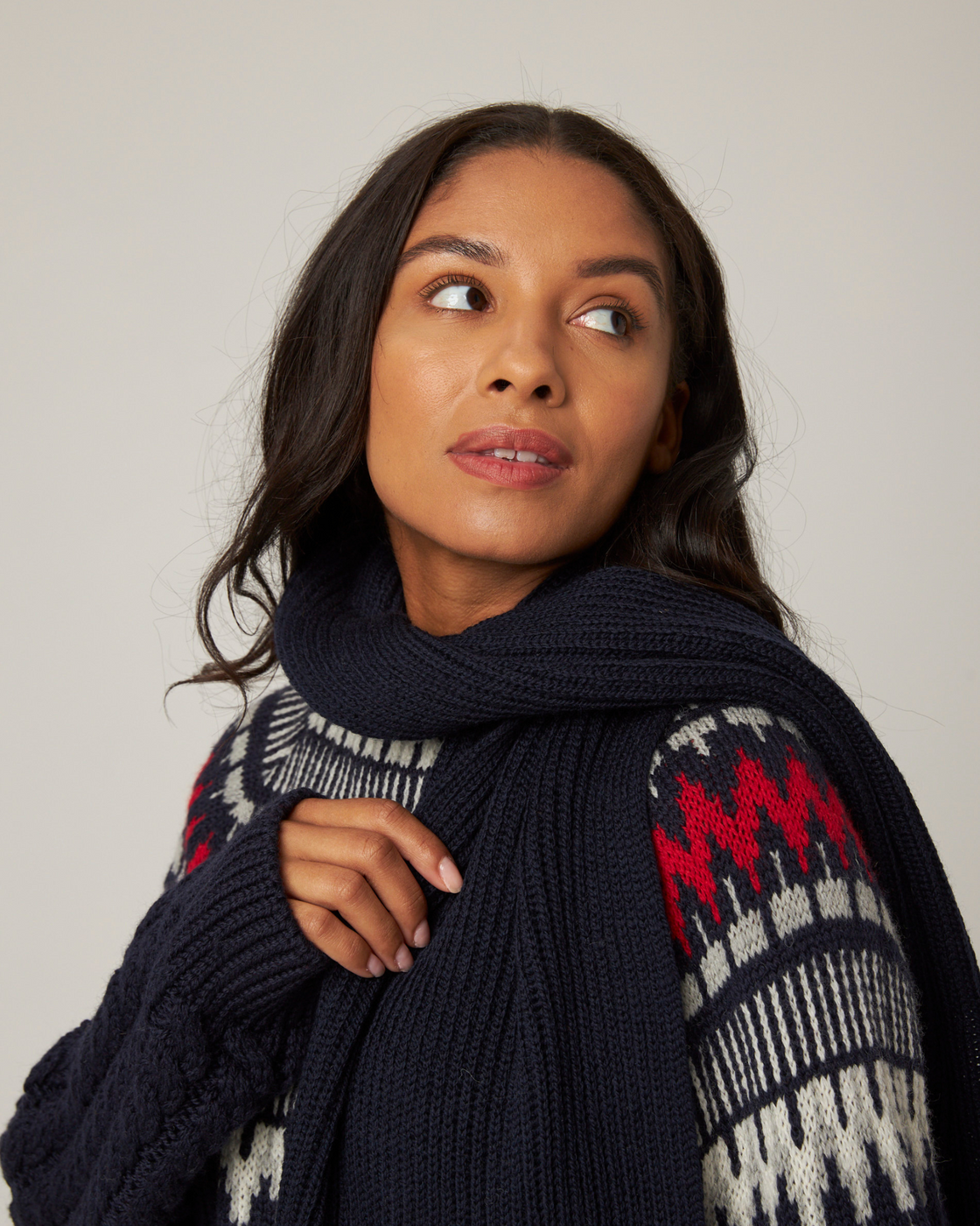 Porter Ribbed Scarf - Navy
