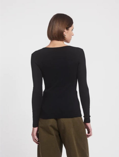 Classic Rib Henley in Black