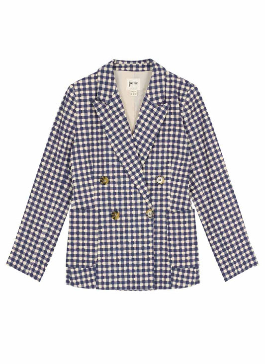 Richy Gingham Soft Tailored Blazer - Sustainable Organic Cotton (Blue)