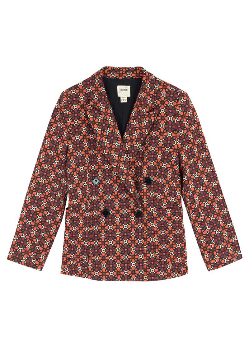 Richy Geometric Floral Print Soft Tailored Blazer - Orange