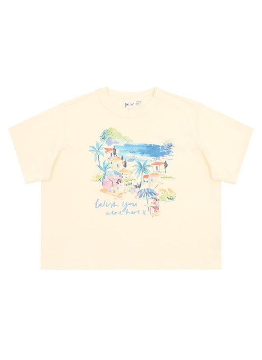 Riva Wish You Were Here BoxyFit Graphic Tee - Sustainable Organic Cotton (Yellow)