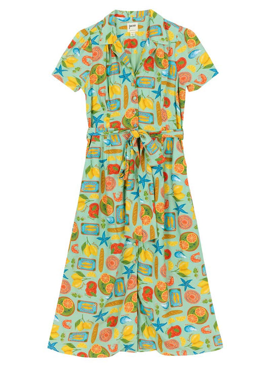 Roberta Tapas Print Midaxi Tea Dress (Blue)