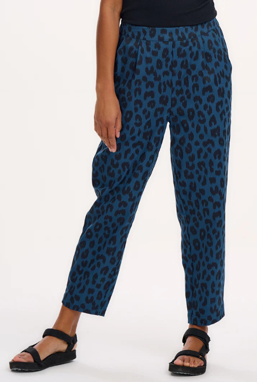 Romney Trousers - Petrol Navy, Ikat Leopard