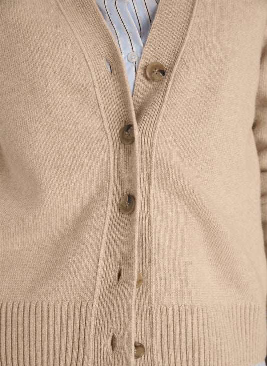 Ruth V-Neck Wool Blend Cardigan / Sand