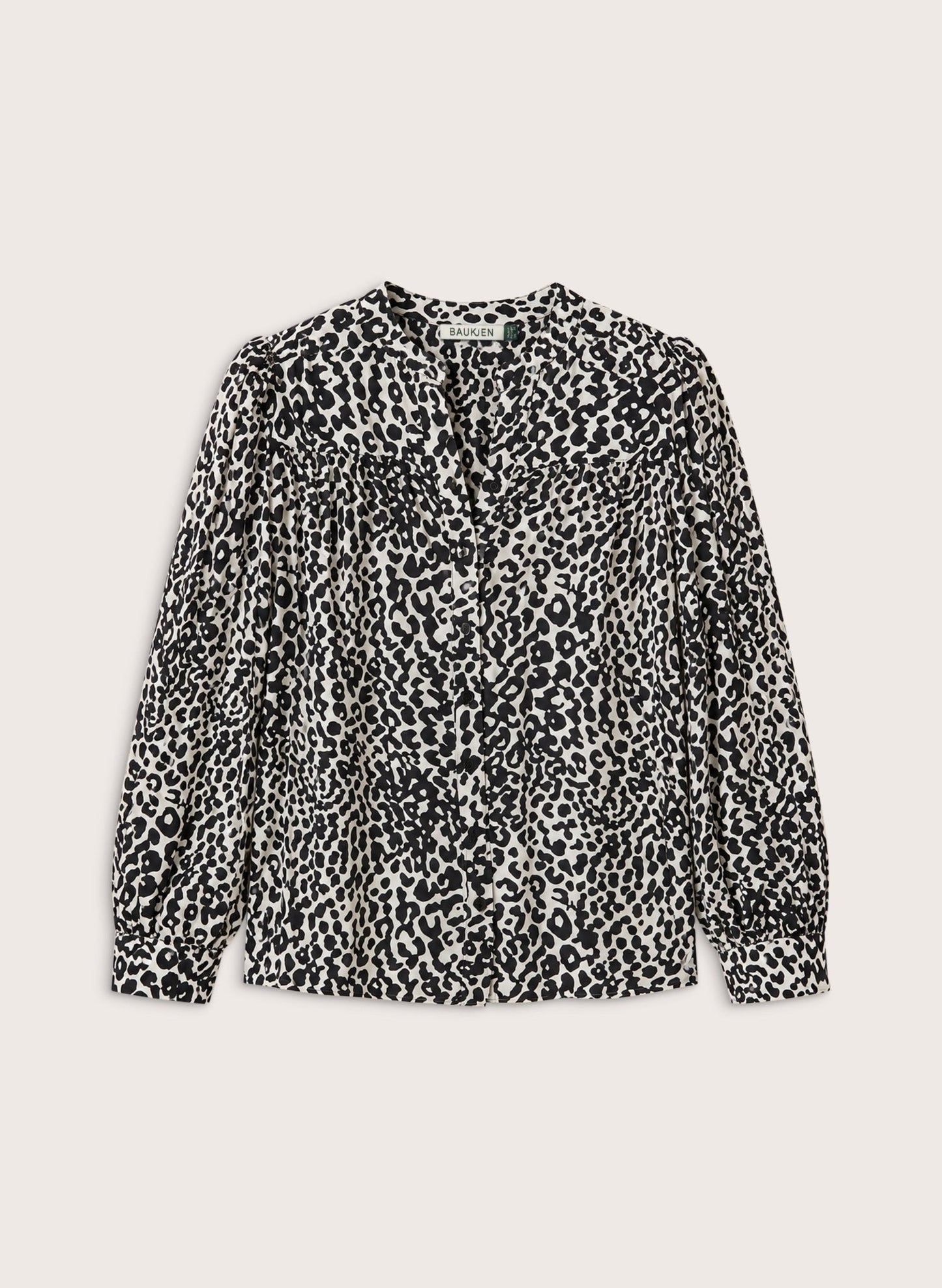 Sam Button Down Blouse - Black & White Leopard