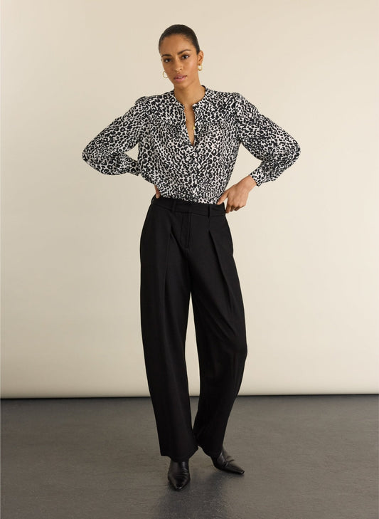 Black and white leopard print blouse.
