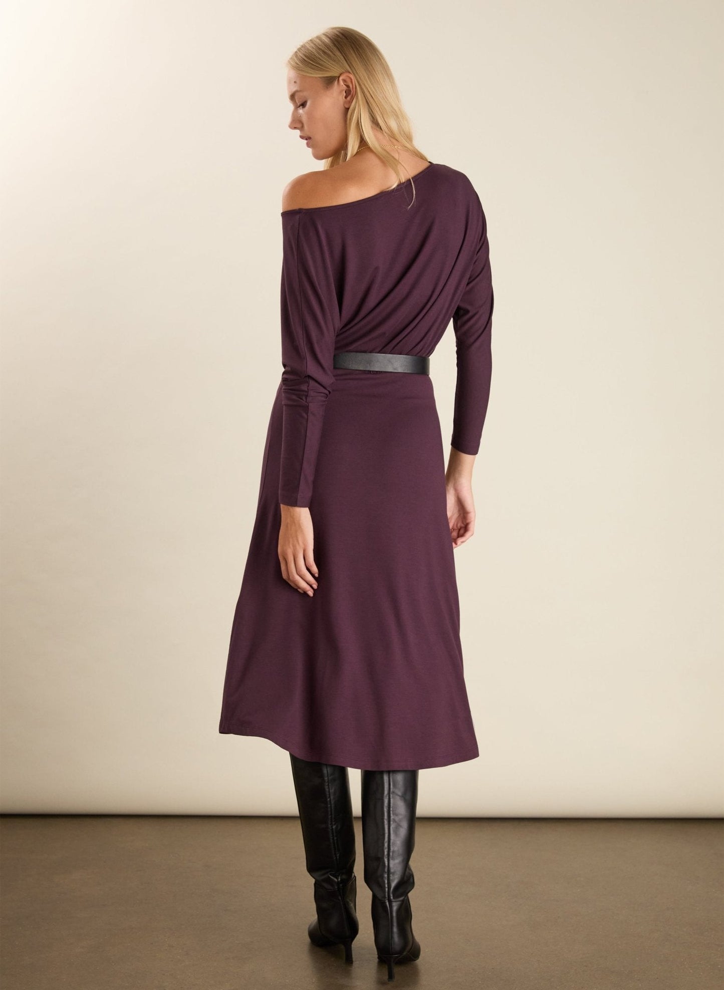 Sarah Jersey Midi Dress / Plum