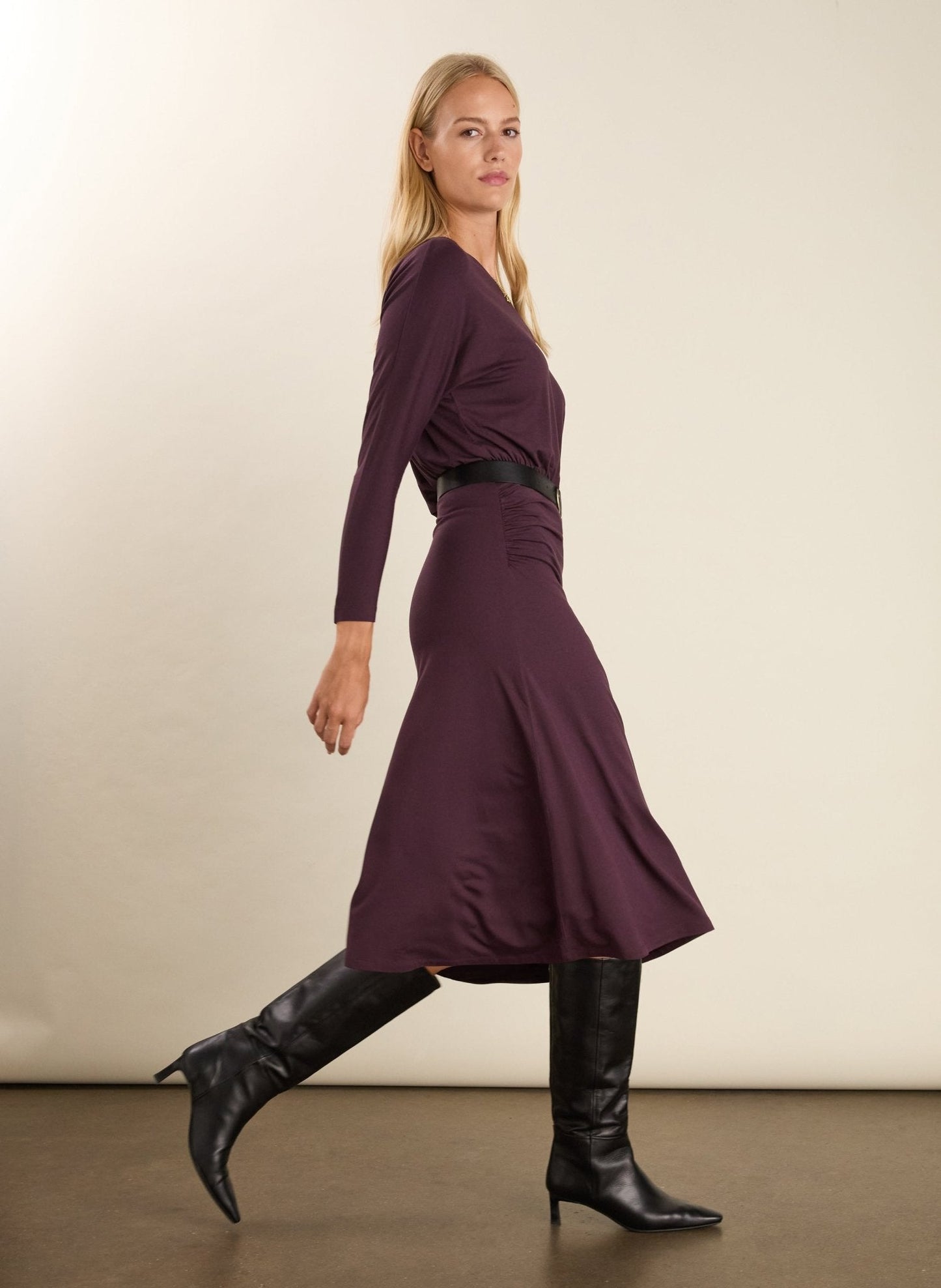 Sarah Jersey Midi Dress / Plum