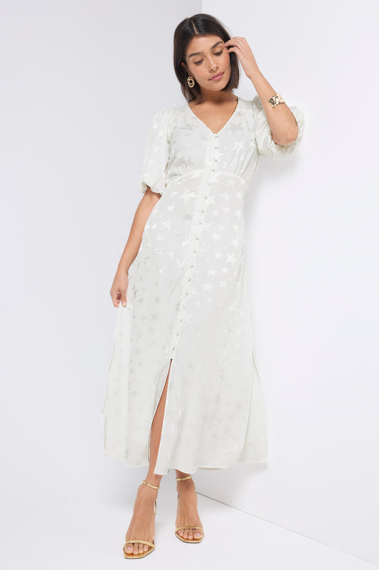 Scamp & Dude white star dress, sustainable fashion for Clear Winter or Cool Summer