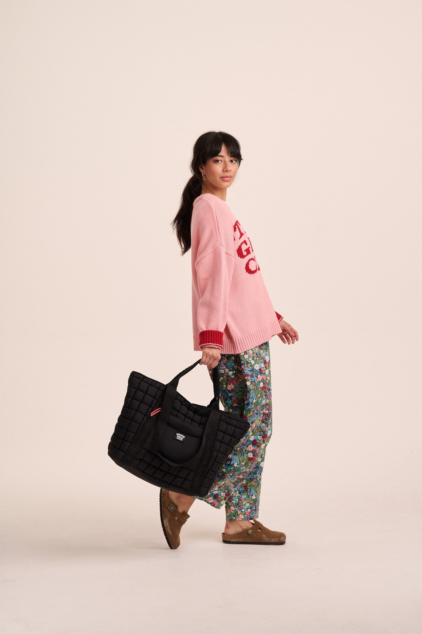 Dumpling Quilted Black Tote Bag
