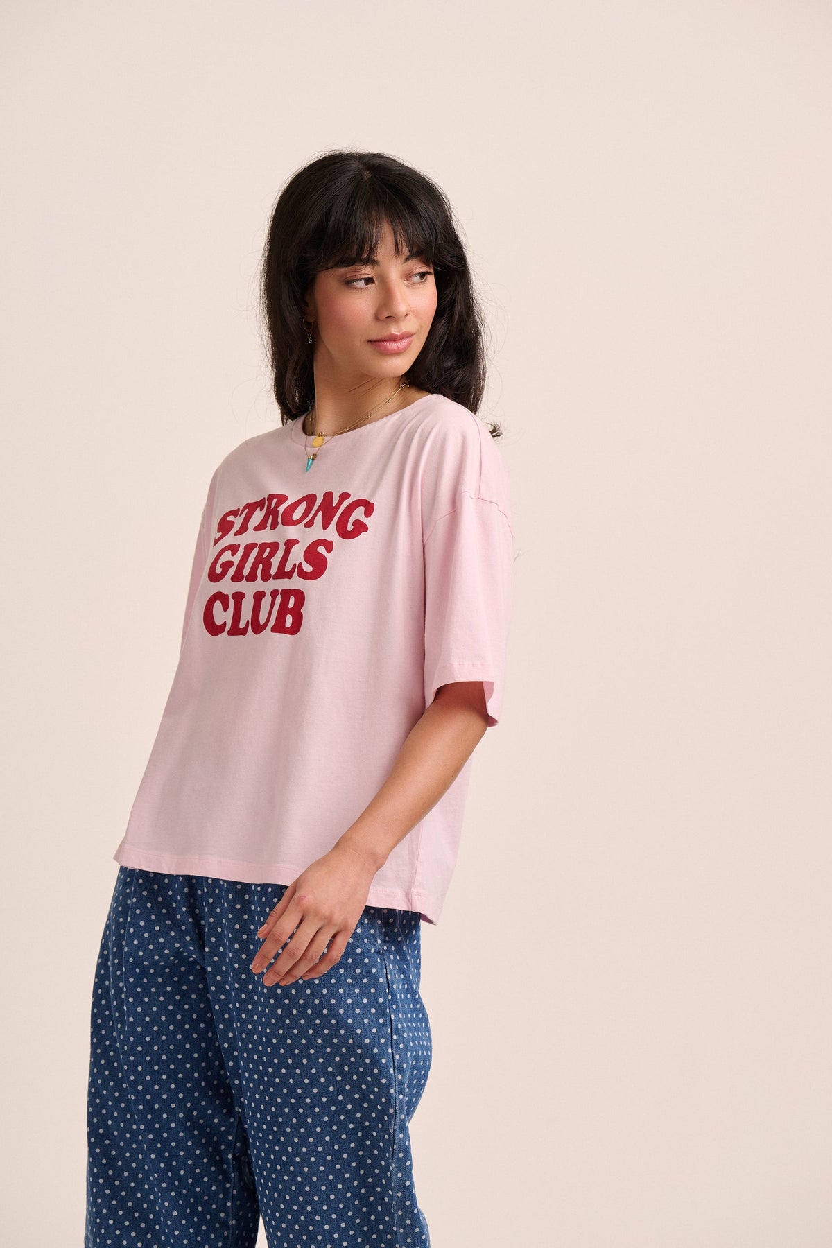Strong Girls Club Relaxed Boxy T-shirt - Pink