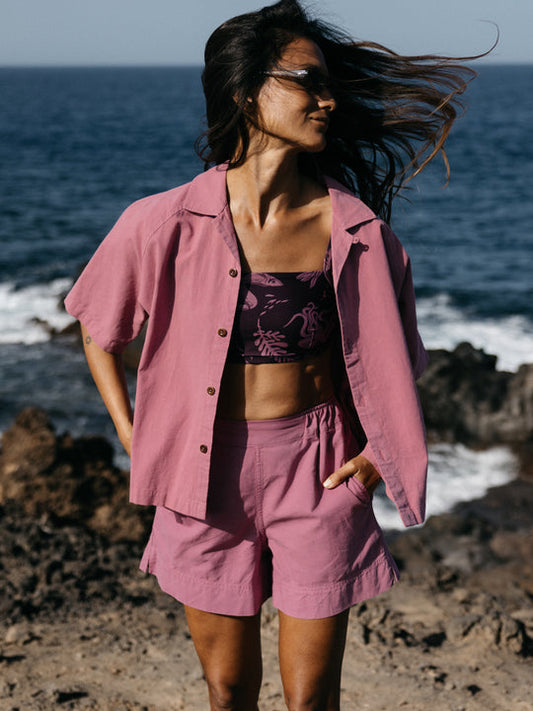 Rose pink hemp and organic cotton shirt.
