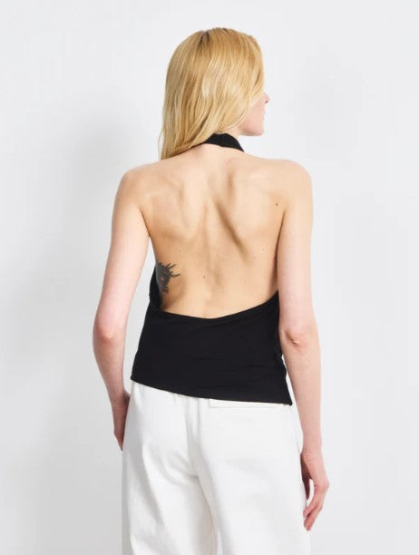 Sierra Drape Front Halter Top in Black