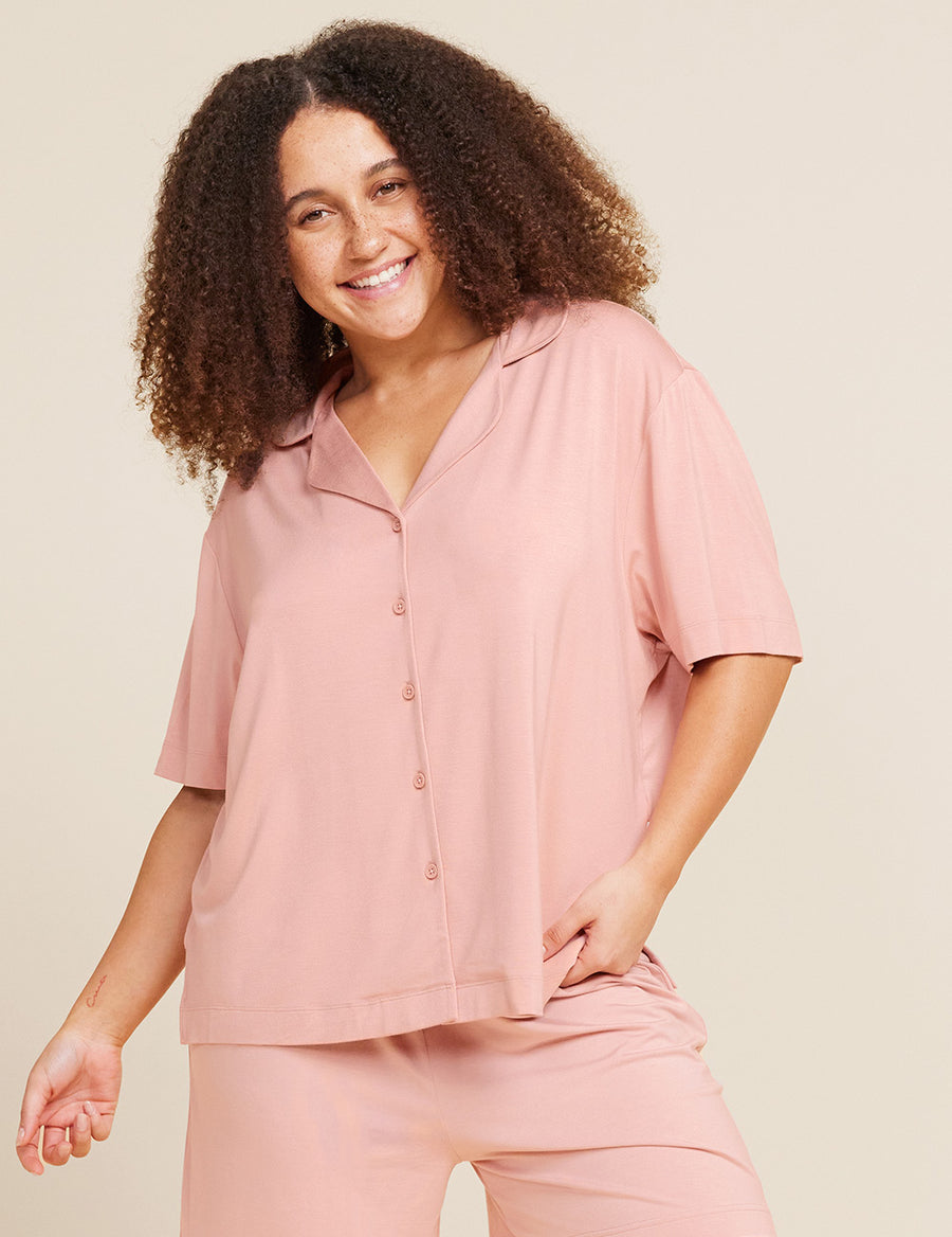 Bamboo Short Sleeve Sleep Shirt - Dusty Pink