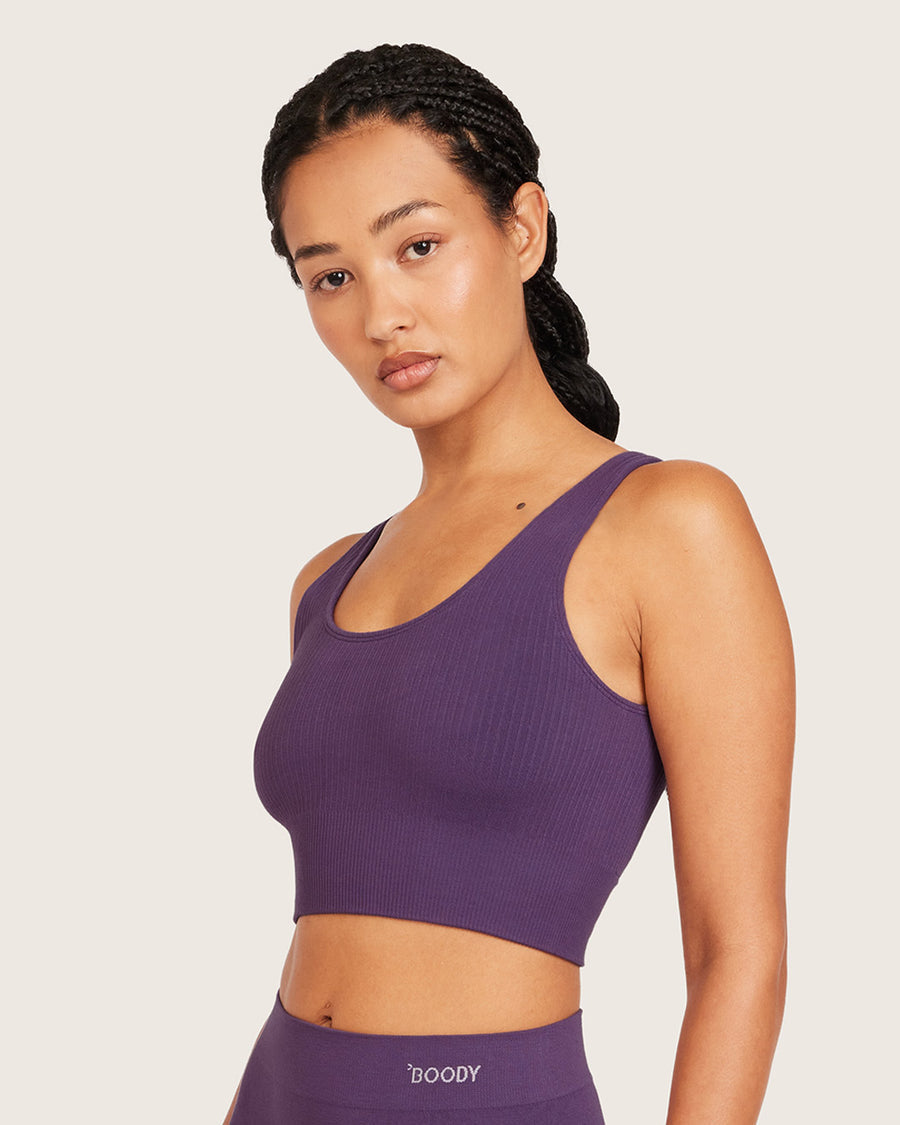 Bamboo Ribbed Seamfree Bamboo Crop - Amethyst