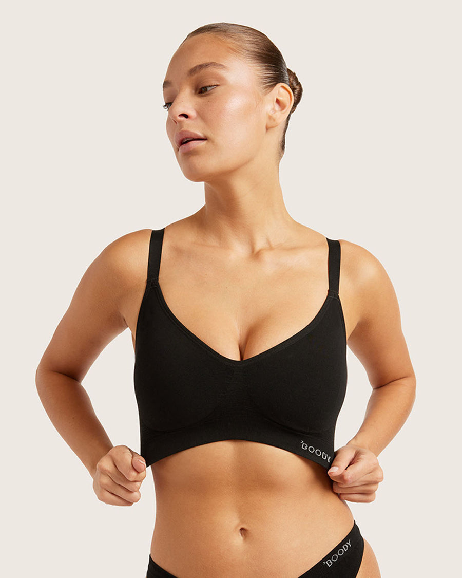 Wireless Full Bust Bamboo T-shirt Bra - Black
