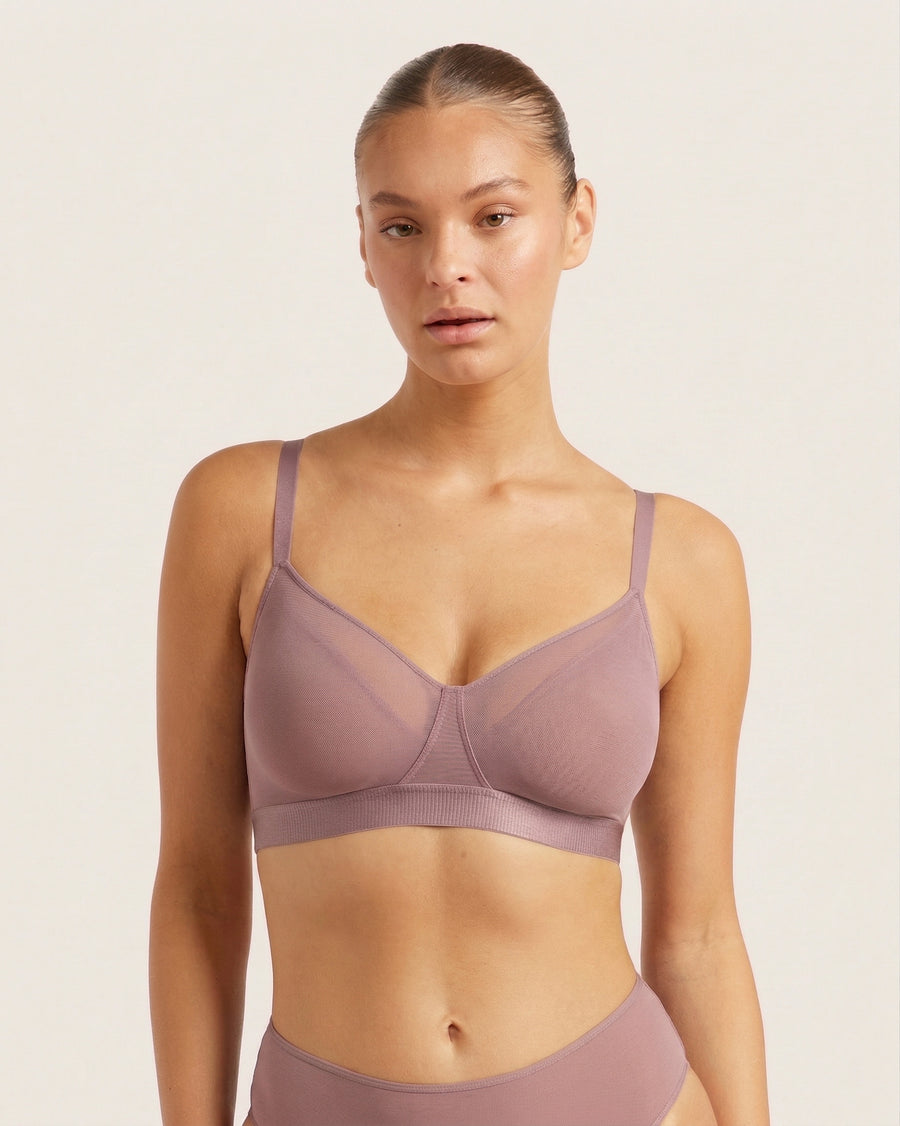 Mauve coloured bamboo viscose bra.